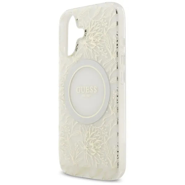 Guess IML Flowers Electro Pearl Strap MagSafe - Case iPhone 17 (white)