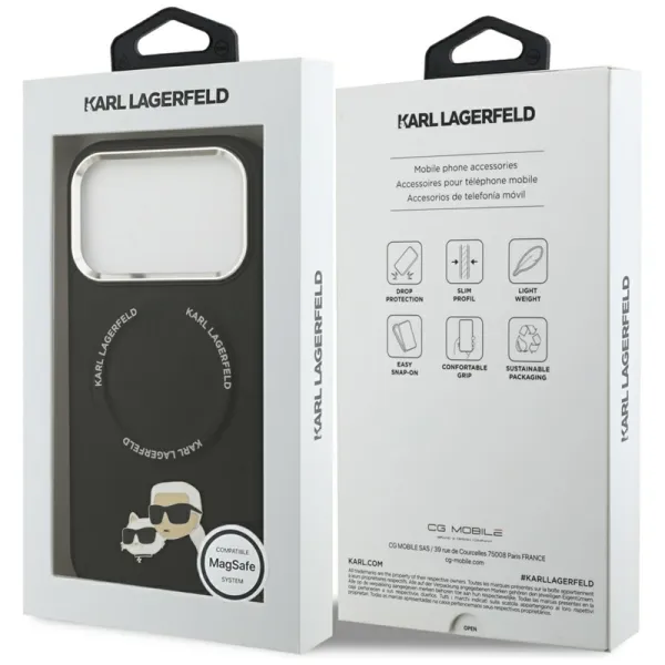 Karl Lagerfeld Karl & Choupette Pins MagSafe - Case for iPhone 17 Pro Max (black)