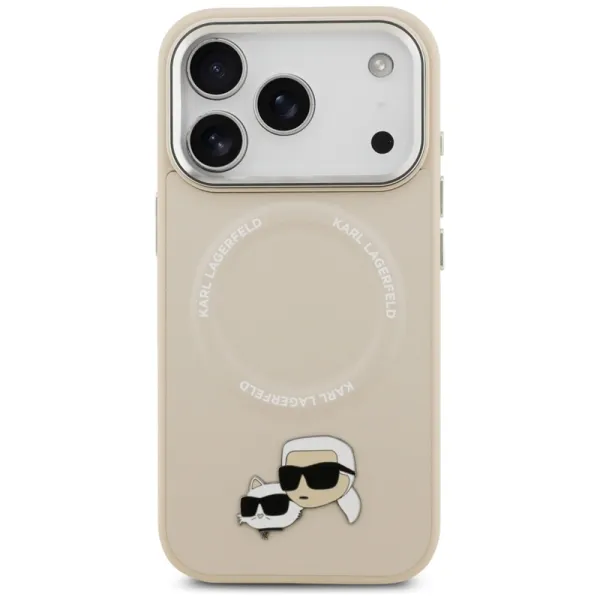 Karl Lagerfeld Karl & Choupette Pins MagSafe - Case for iPhone 17 Pro (beige)