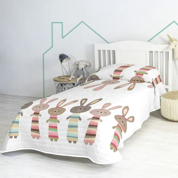 Bedspread (quilt) HappyFriday Moshi Moshi Multicolour 200 x 260 cm Rabbit