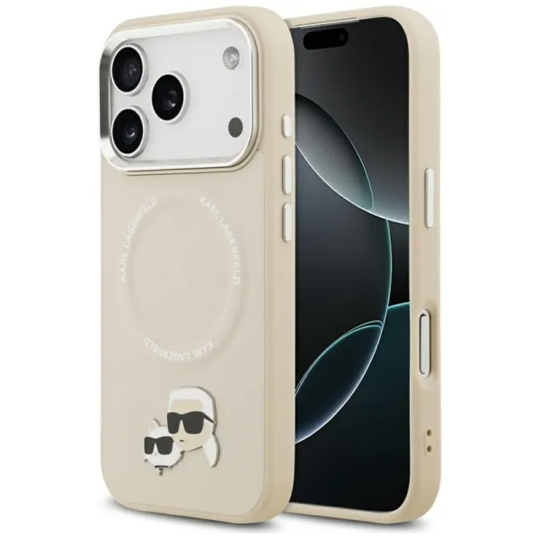 Karl Lagerfeld Karl & Choupette Pins MagSafe - Case for iPhone 17 Pro Max (beige)