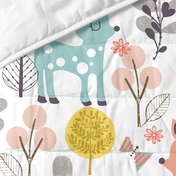 Bedspread (quilt) HappyFriday Moshi Moshi Multicolour 100 x 130 cm Deer Forest