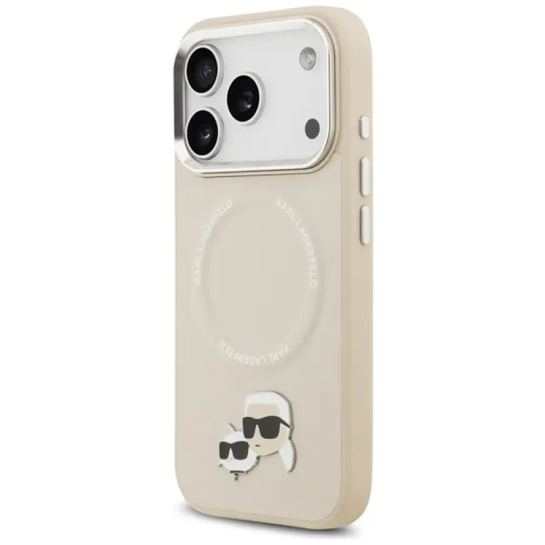 Karl Lagerfeld Karl & Choupette Pins MagSafe - Case for iPhone 17 Pro Max (beige)