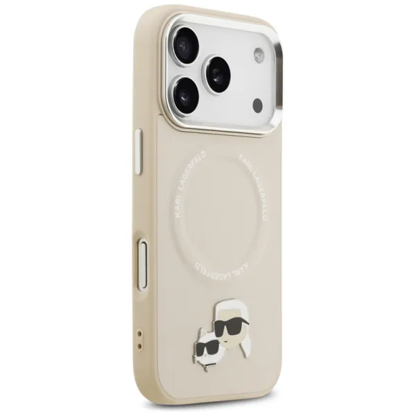 Karl Lagerfeld Karl & Choupette Pins MagSafe - Case for iPhone 17 Pro Max (beige)
