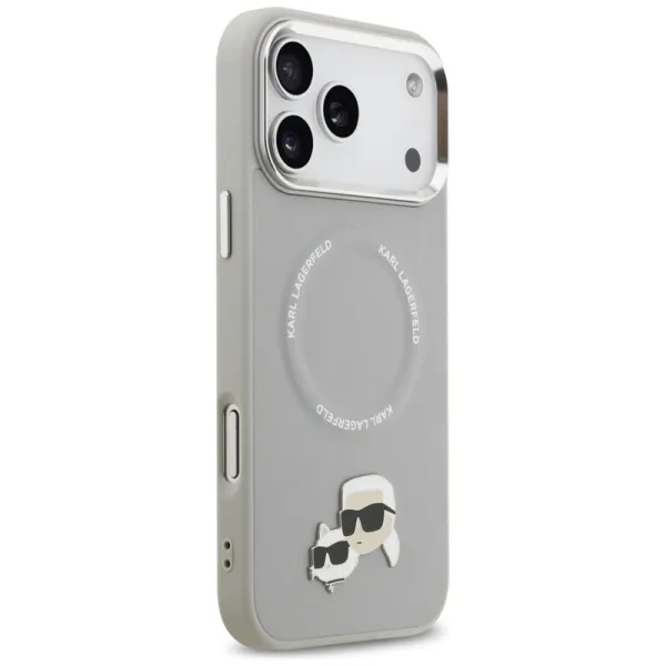 Karl Lagerfeld Karl & Choupette Pins MagSafe - Case for iPhone 17 Pro Max (gray)