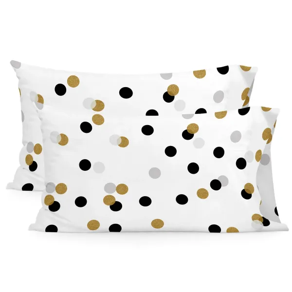 Pillowcase HappyFriday Blanc Golden Dots Multicolour 50 x 75 cm (2 Units)