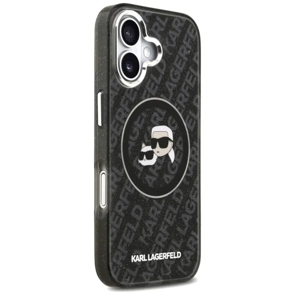 Karl Lagerfeld IML Glitter Karl & Choupette Heads Logo MagSafe - Case for iPhone 17 (black)