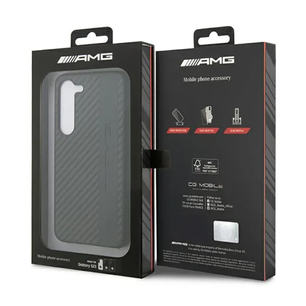 AMG Carbon Stripe & Embossed - Case for Samsung Galaxy S23 (Black)