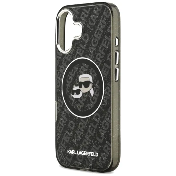 Karl Lagerfeld IML Glitter Karl & Choupette Heads Logo MagSafe - Case for iPhone 17 (black)
