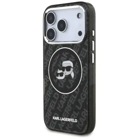 Karl Lagerfeld IML Glitter Karl & Choupette Heads Logo MagSafe - Case for iPhone 17 Pro (black)