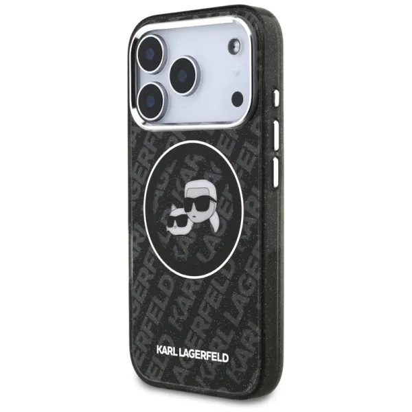 Karl Lagerfeld IML Glitter Karl & Choupette Heads Logo MagSafe - Case for iPhone 17 Pro (black)