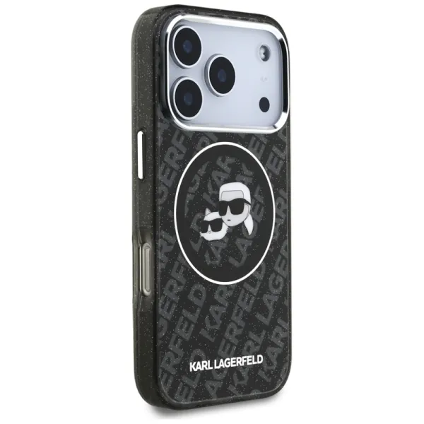 Karl Lagerfeld IML Glitter Karl & Choupette Heads Logo MagSafe - Case for iPhone 17 Pro (black)
