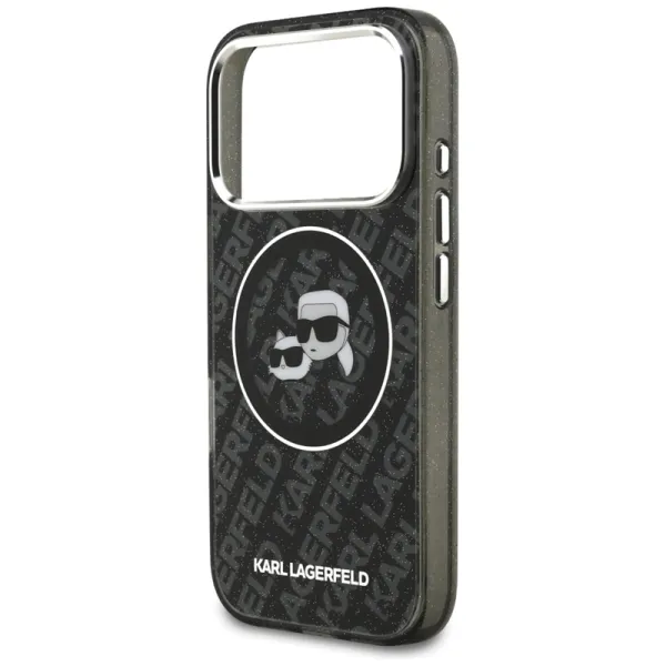 Karl Lagerfeld IML Glitter Karl & Choupette Heads Logo MagSafe - Case for iPhone 17 Pro (black)