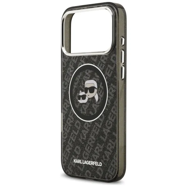 Karl Lagerfeld IML Glitter Karl & Choupette Heads Logo MagSafe - Case for iPhone 17 Pro Max (black)