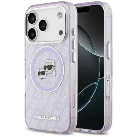 Karl Lagerfeld IML Glitter Karl & Choupette Heads Logo MagSafe - Case for iPhone 17 Pro Max (purple)