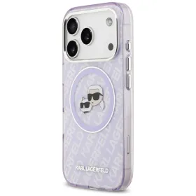 Karl Lagerfeld IML Glitter Karl & Choupette Heads Logo MagSafe - Case for iPhone 17 Pro Max (purple)