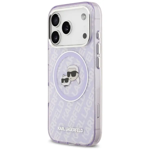 Karl Lagerfeld IML Glitter Karl & Choupette Heads Logo MagSafe - Case for iPhone 17 Pro Max (purple)