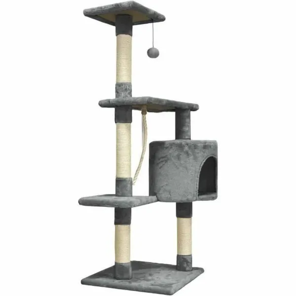 Scratching Post for Cats Paloma Dark Grey 45 x 17 x 45 cm Polyester Plush Wood (1 Unit)