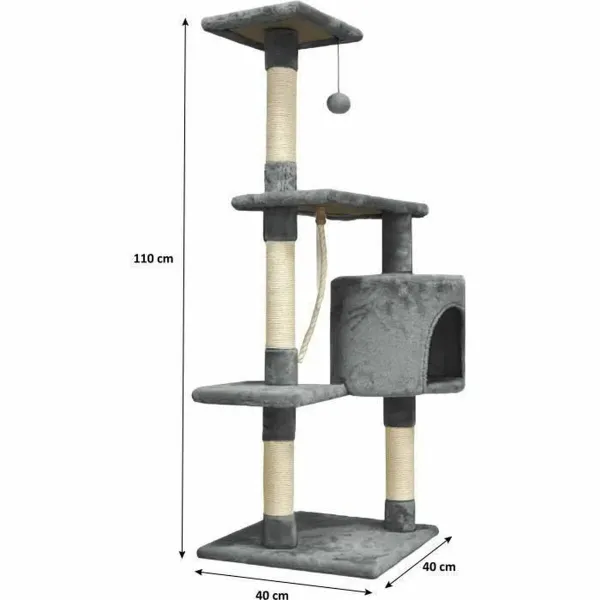 Scratching Post for Cats Paloma Dark Grey 45 x 17 x 45 cm Polyester Plush Wood (1 Unit)