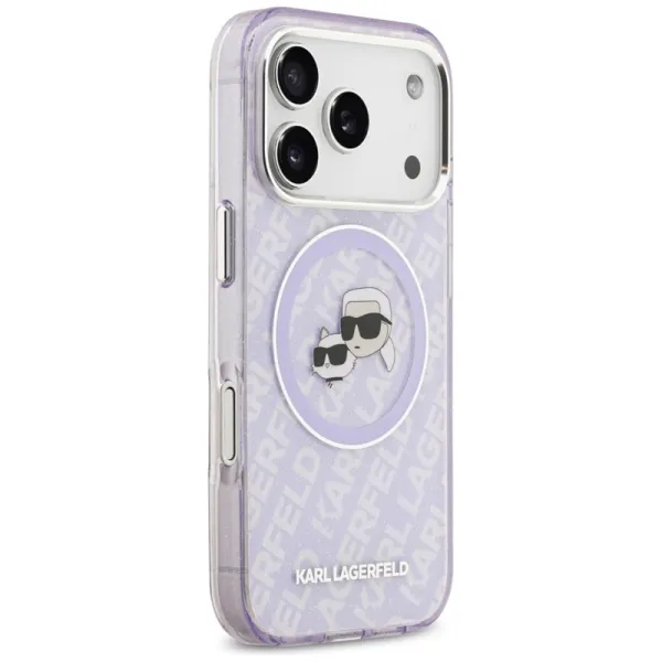 Karl Lagerfeld IML Glitter Karl & Choupette Heads Logo MagSafe - Case for iPhone 17 Pro Max (purple)