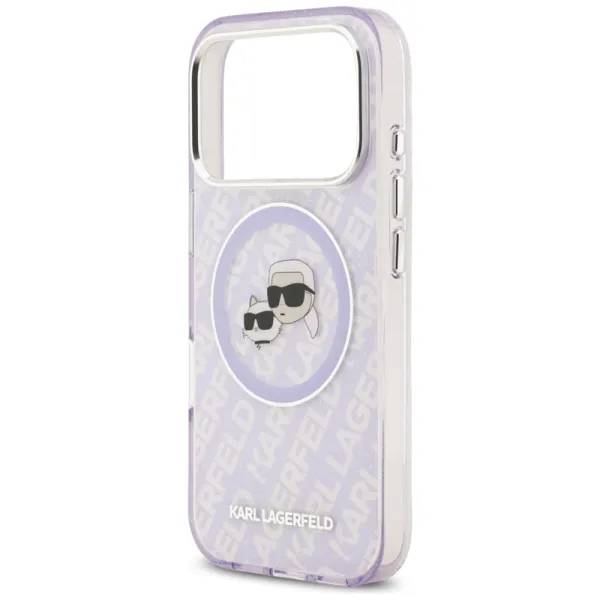 Karl Lagerfeld IML Glitter Karl & Choupette Heads Logo MagSafe - Case for iPhone 17 Pro Max (purple)