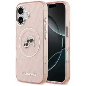 Karl Lagerfeld IML Glitter Karl & Choupette Heads Logo MagSafe - Case for iPhone 17 (pink)