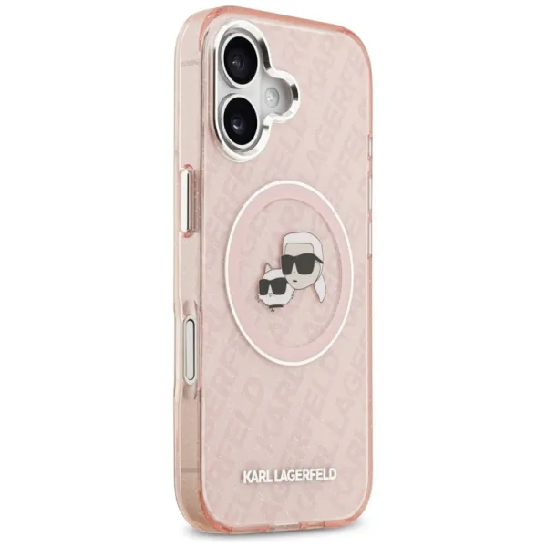 Karl Lagerfeld IML Glitter Karl & Choupette Heads Logo MagSafe - Case for iPhone 17 (pink)