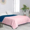 Reversible Bedspread HappyFriday Basic Dash Pink Navy Blue 260 x 260 cm