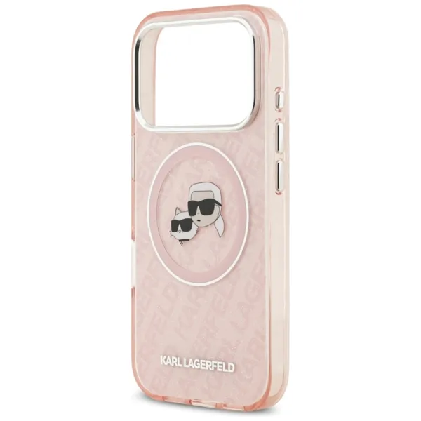 Karl Lagerfeld IML Glitter Karl & Choupette Heads Logo MagSafe - Case for iPhone 17 Pro (pink)