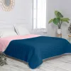 Reversible Bedspread HappyFriday Basic Dash Pink Navy Blue 270 x 260 cm