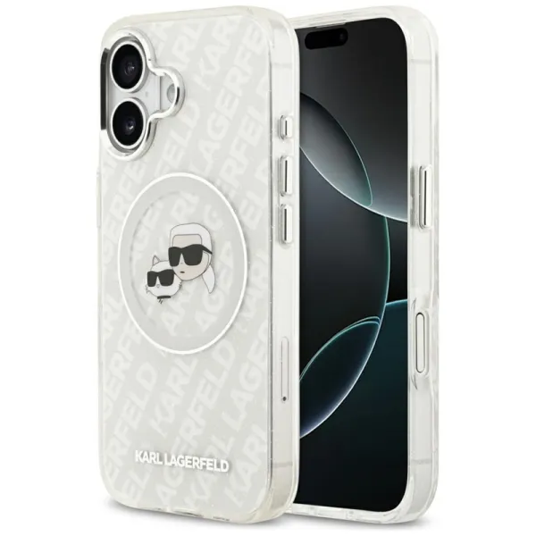 Karl Lagerfeld IML Glitter Karl & Choupette Heads Logo MagSafe - Case for iPhone 17 (gray)