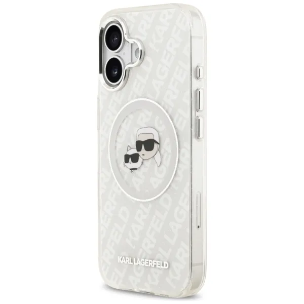 Karl Lagerfeld IML Glitter Karl & Choupette Heads Logo MagSafe - Case for iPhone 17 (gray)