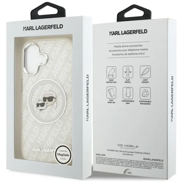 Karl Lagerfeld IML Glitter Karl & Choupette Heads Logo MagSafe - Case for iPhone 17 (gray)
