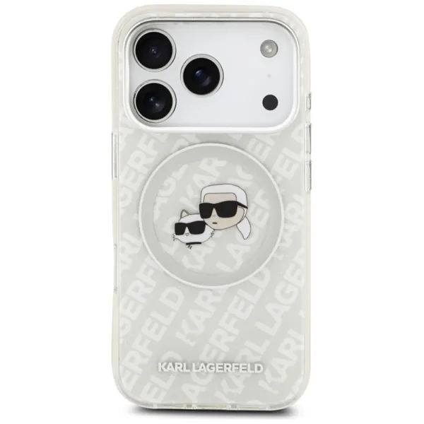 Karl Lagerfeld IML Glitter Karl & Choupette Heads Logo MagSafe - Case for iPhone 17 Pro (gray)