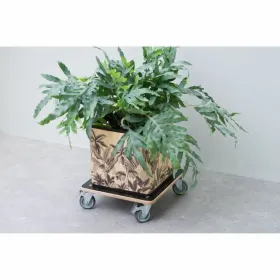Puķpoda Statīvs ar Riteņiem Nature Melns Koks 38 x 38 cm