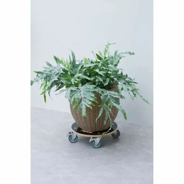Flowerpot Standt with Wheels Nature Wood Ø 38 cm