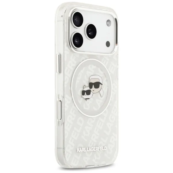 Karl Lagerfeld IML Glitter Karl & Choupette Heads Logo MagSafe - Case for iPhone 17 Pro Max (gray)