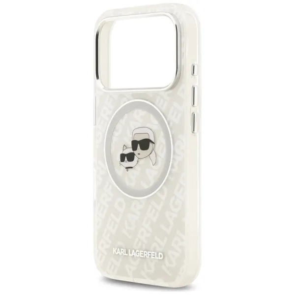 Karl Lagerfeld IML Glitter Karl & Choupette Heads Logo MagSafe - Case for iPhone 17 Pro Max (gray)