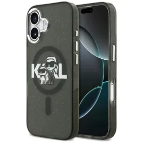 Karl Lagerfeld IML Glitter Karl & Choupette Sketch Logo MagSafe - Case iPhone 17 (Black)