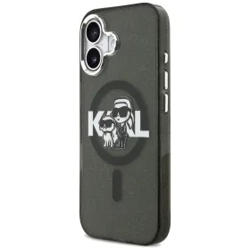 Karl Lagerfeld IML Glitter Karl & Choupette Sketch Logo MagSafe - Case iPhone 17 (Black)