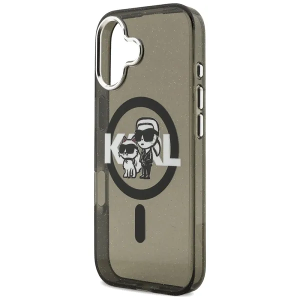Karl Lagerfeld IML Glitter Karl & Choupette Sketch Logo MagSafe - Case iPhone 17 (Black)