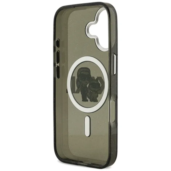 Karl Lagerfeld IML Glitter Karl & Choupette Sketch Logo MagSafe - Case iPhone 17 (Black)