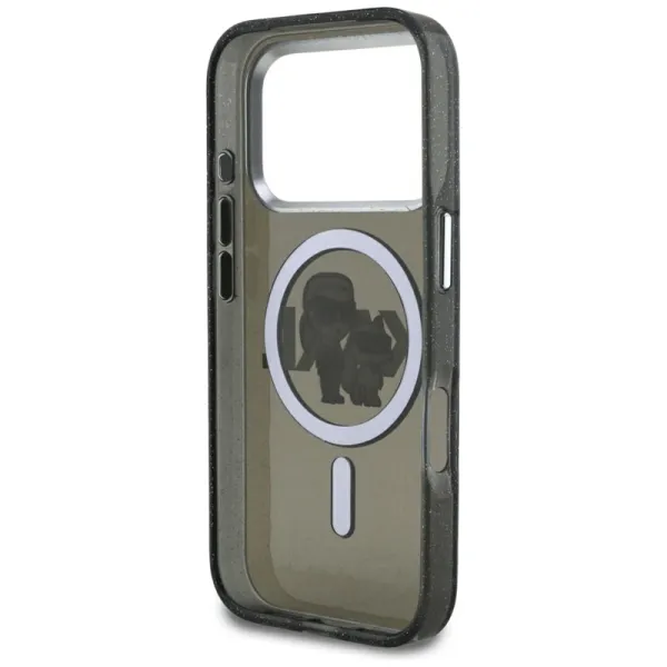 Karl Lagerfeld IML Glitter Karl & Choupette Sketch Logo MagSafe - Case iPhone 17 Pro (Black)