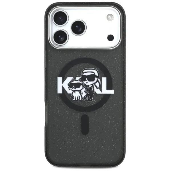 Karl Lagerfeld IML Glitter Karl & Choupette Sketch Logo MagSafe - Case for iPhone 17 Pro Max (black)
