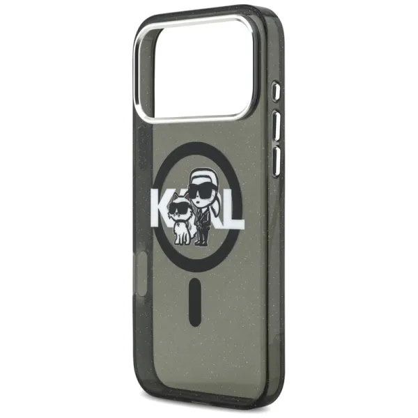 Karl Lagerfeld IML Glitter Karl & Choupette Sketch Logo MagSafe - Case for iPhone 17 Pro Max (black)