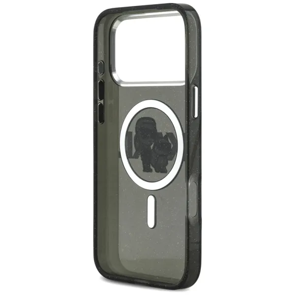 Karl Lagerfeld IML Glitter Karl & Choupette Sketch Logo MagSafe - Case for iPhone 17 Pro Max (black)