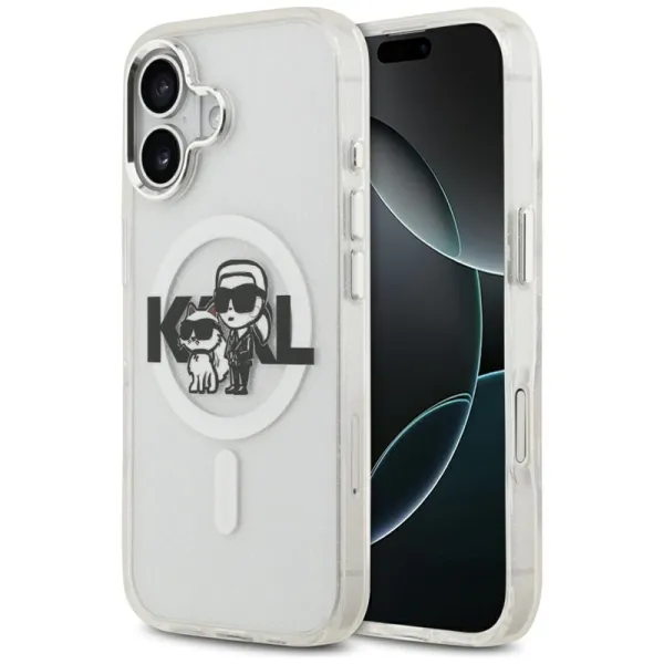Karl Lagerfeld IML Glitter Karl & Choupette Sketch Logo MagSafe - Case for iPhone 17 (transparent)
