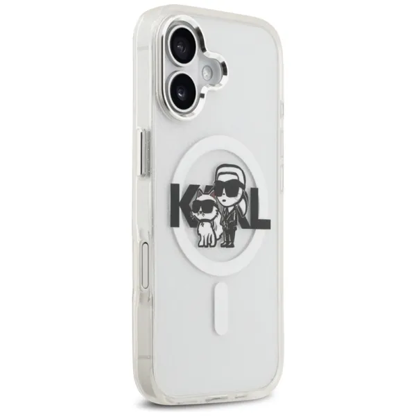 Karl Lagerfeld IML Glitter Karl & Choupette Sketch Logo MagSafe - Case for iPhone 17 (transparent)