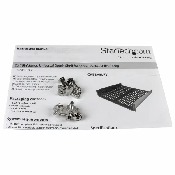 Fikseeritud Alus Serverikapile Startech CABSHELFV
