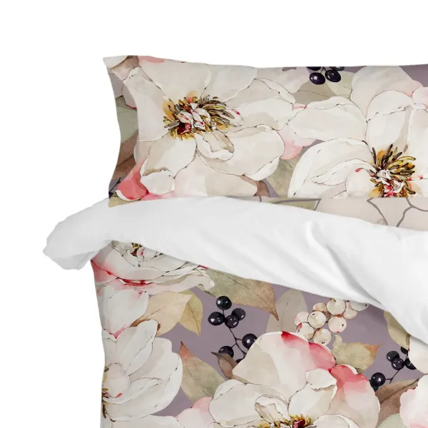 Pillowcase HappyFriday White Peonies Multicolour 45 x 125 cm